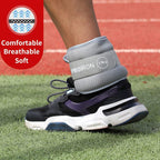 Grey PROIRON wrist and ankle weights, 1.5 kg each: Fabric covering and ankle fit