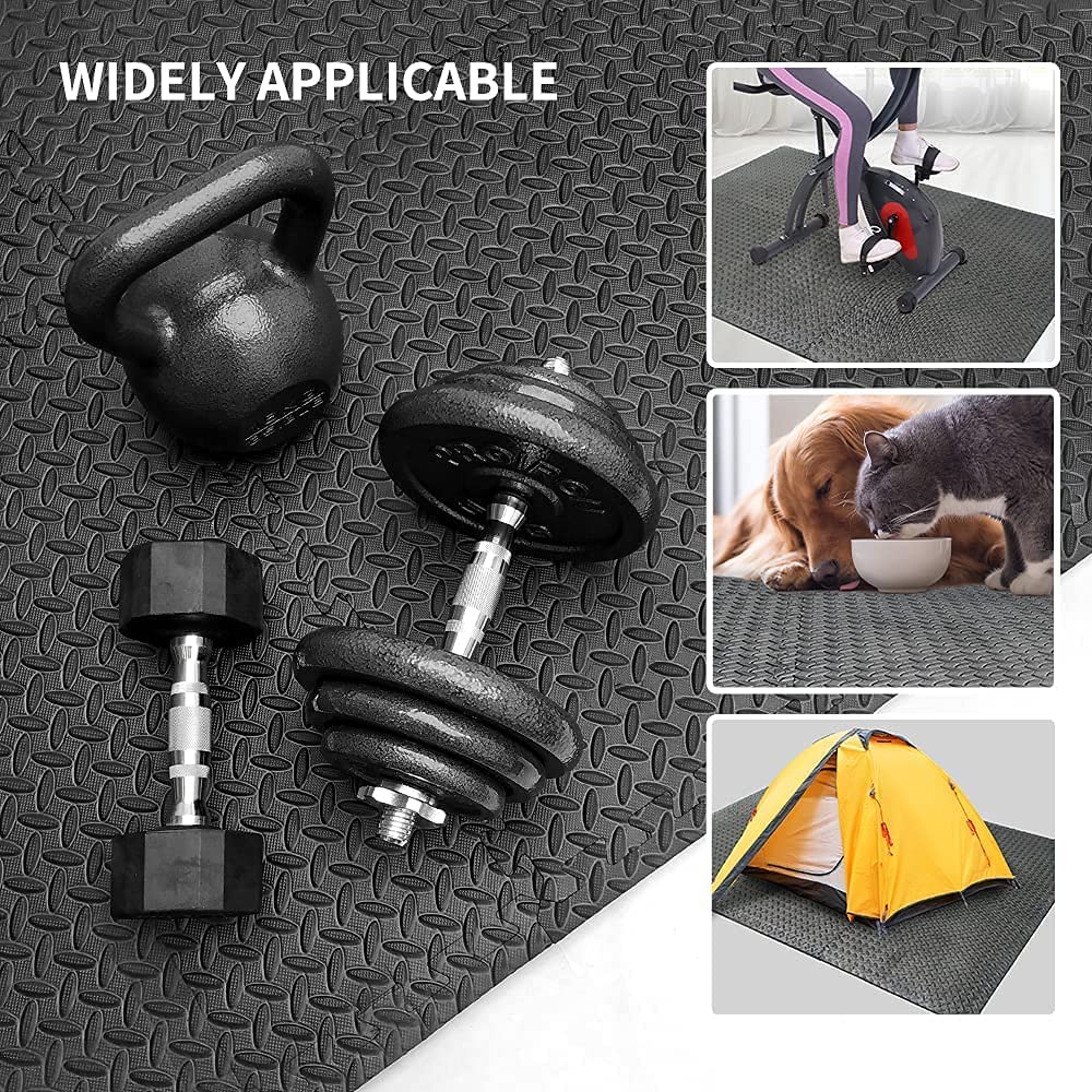 PROIRON 2cm Thick Puzzle Gym Mat, High-Density EVA Foam Flooring, 61x61cm (6 Pieces, 2.16m²), Black