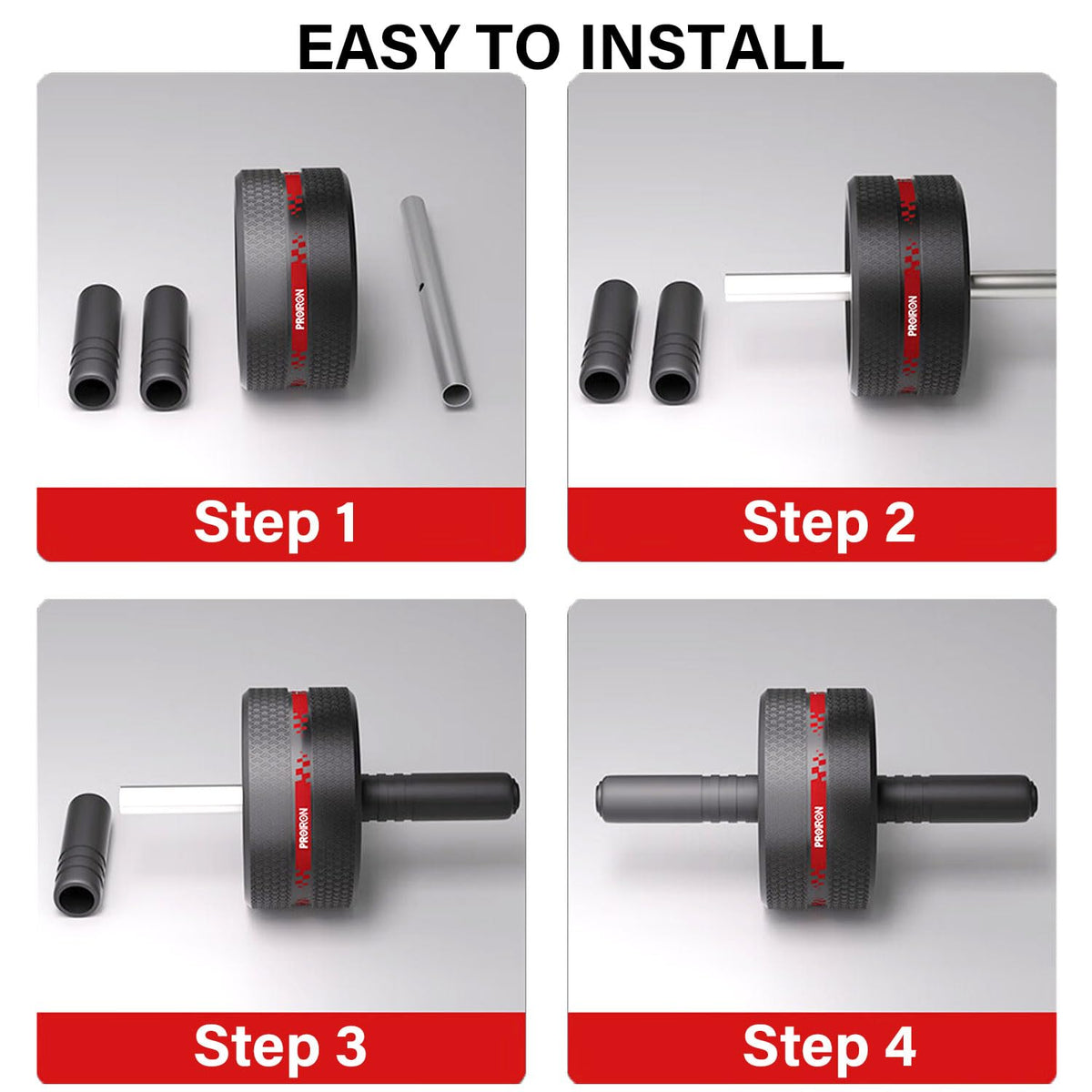 Four-step assembly guide for the PROIRON ab roller wheel