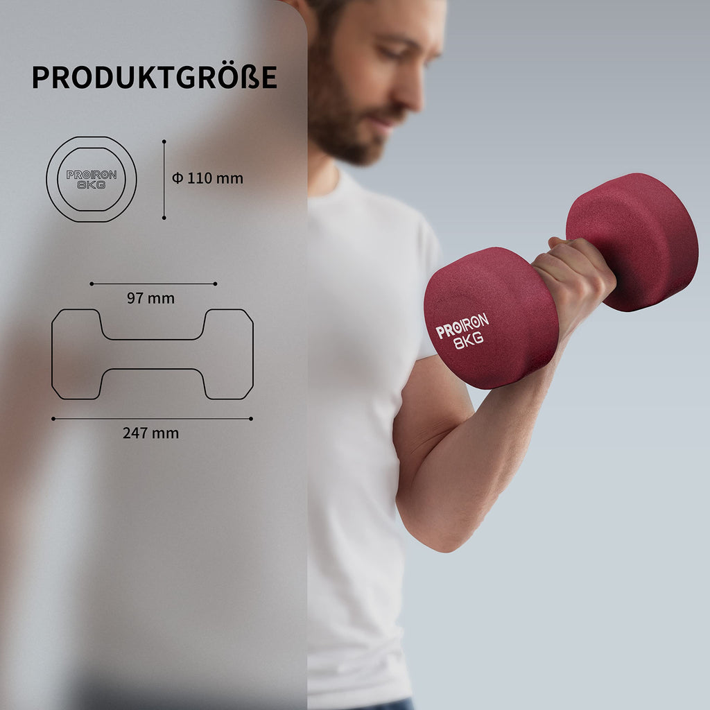 PROIRON Neoprene Dumbbell 1-10kg | Anti-Roll | Warsaw Stock