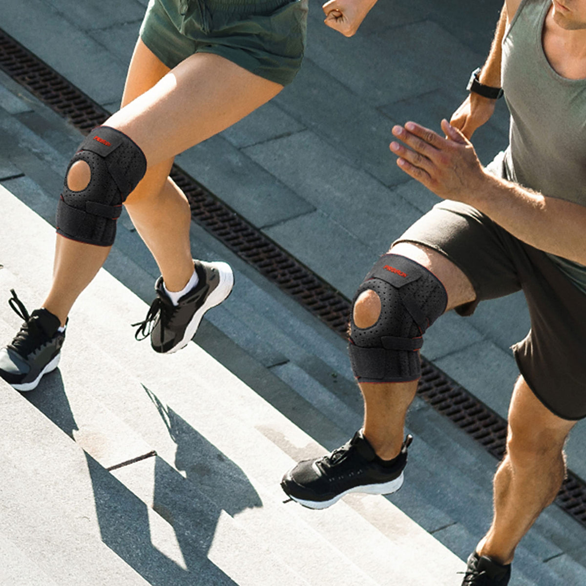 PROIRON knee supports worn during outdoor exercise
